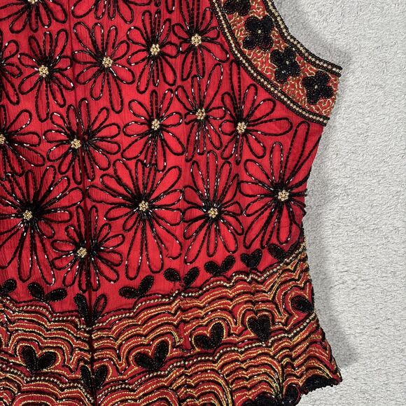 Papell Boutique Halter Top Women’s Size L Red Silk Dark Fairy Romantic Goth Vamp - Picture 16 of 16